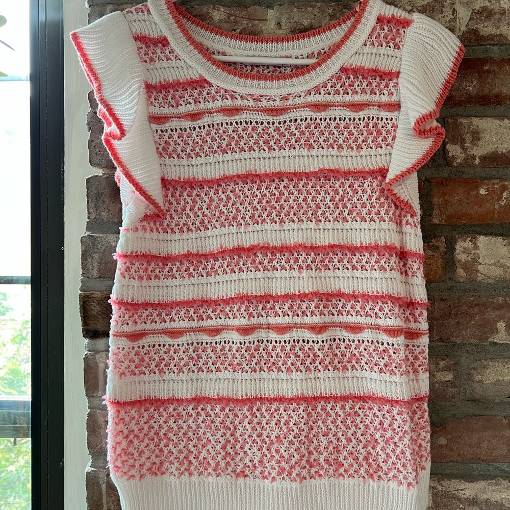 Staccato Pink and White Knit Top